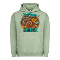 Pigment Oil Green Highland Heifer Western Urban Hoodie - RanaPortraitStore