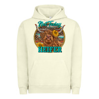 Pigment Pistachio Highland Heifer Western Urban Hoodie - RanaPortraitStore