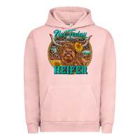 Pigment Salmon Highland Heifer Western Urban Hoodie - RanaPortraitStore