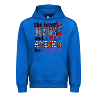 Cobalt she loves jesus and america too Urban Hoodie - Zillion Design Studio