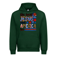 Forest Green she loves jesus and america too Urban Hoodie - Zillion Design Studio