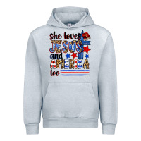 Heather Grey she loves jesus and america too Urban Hoodie - Zillion Design Studio