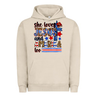 Pigment French Oak she loves jesus and america too Urban Hoodie - Zillion Design Studio
