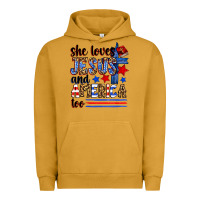 Pigment Peanut Butter she loves jesus and america too Urban Hoodie - Zillion Design Studio