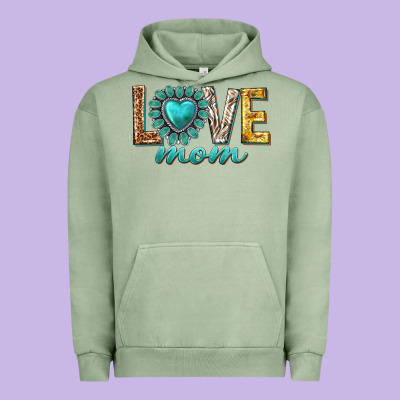 Love Mom Western Urban Hoodie Designed By Texasbilliewilder