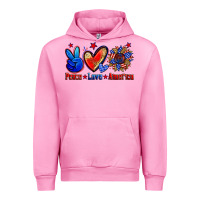 Fuchsia Pink peace love america Urban Hoodie - Zillion Design Studio