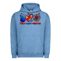 Pigment Pebble Blue peace love america Urban Hoodie - Zillion Design Studio