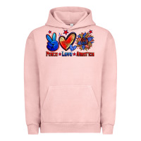 Pigment Salmon peace love america Urban Hoodie - Zillion Design Studio