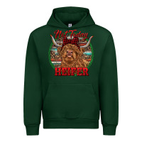 Forest Green Highland Heifer Christmas Urban Hoodie - RanaPortraitStore