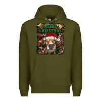 Army Green merry christmas heifer with cowbells Premium Hoodie - RanaPortraitStore
