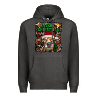Charcoal Heather merry christmas heifer with cowbells Premium Hoodie - RanaPortraitStore