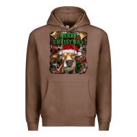 Chestnut merry christmas heifer with cowbells Premium Hoodie - RanaPortraitStore