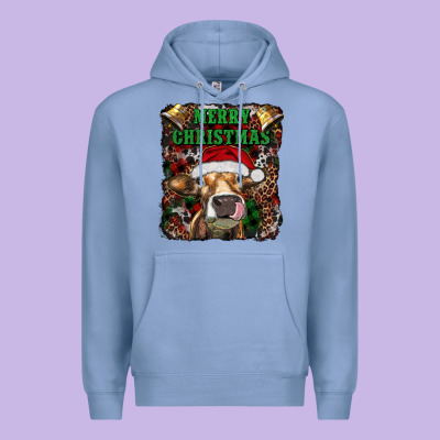 Merry Christmas Heifer With Cowbells Premium Hoodie Designed By Ranaportraitstore