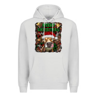Dove Grey merry christmas heifer with cowbells Premium Hoodie - RanaPortraitStore