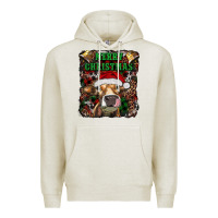 Oatmeal Heather merry christmas heifer with cowbells Premium Hoodie - RanaPortraitStore