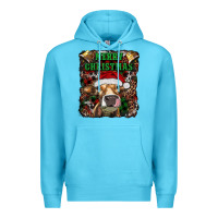 Ocean Blue merry christmas heifer with cowbells Premium Hoodie - RanaPortraitStore