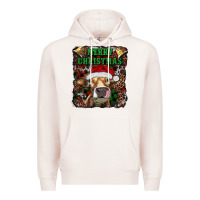 Pale Pink merry christmas heifer with cowbells Premium Hoodie - RanaPortraitStore