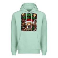 Seafoam merry christmas heifer with cowbells Premium Hoodie - RanaPortraitStore
