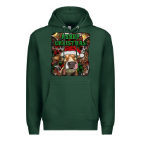 Sports Green merry christmas heifer with cowbells Premium Hoodie - RanaPortraitStore