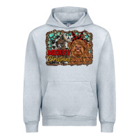 Heather Grey merry christmas highland cow Urban Hoodie - RanaPortraitStore