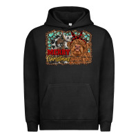 Pigment Black merry christmas highland cow Urban Hoodie - RanaPortraitStore