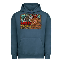 Pigment Midnight Navy merry christmas highland cow Urban Hoodie - RanaPortraitStore