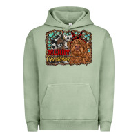 Pigment Oil Green merry christmas highland cow Urban Hoodie - RanaPortraitStore