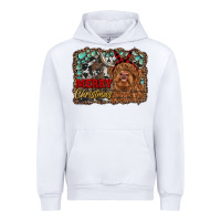 White merry christmas highland cow Urban Hoodie - RanaPortraitStore