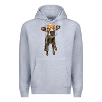 Heather Grey heifer cow Premium Hoodie - RanaPortraitStore