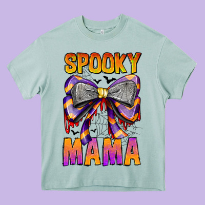 Spooky Mama Heavy Core Tee Designed By Cowhidedigitalart