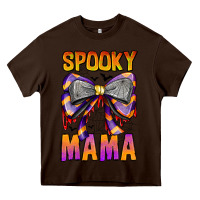 Chocolate Brown Spooky Mama Heavy Core Tee - CowhideDigitalArt