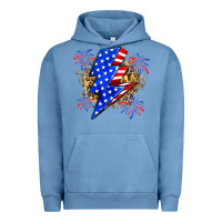 Pigment Pebble Blue American lightning bolt Urban Hoodie - Zillion Design Studio