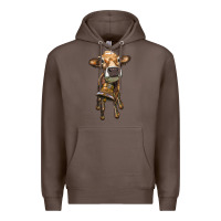 Coffee heifer cow with cow bell Premium Hoodie - RanaPortraitStore