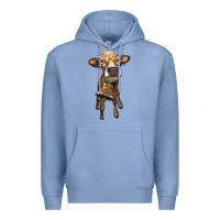 Colony Blue heifer cow with cow bell Premium Hoodie - RanaPortraitStore