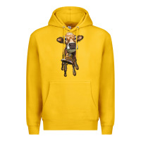 Lemon heifer cow with cow bell Premium Hoodie - RanaPortraitStore