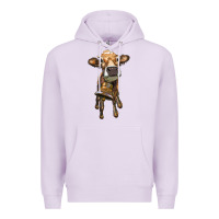 Lilac heifer cow with cow bell Premium Hoodie - RanaPortraitStore
