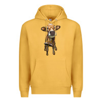 Mustard heifer cow with cow bell Premium Hoodie - RanaPortraitStore