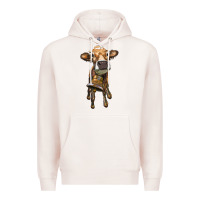 Pale Pink heifer cow with cow bell Premium Hoodie - RanaPortraitStore