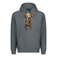 Rock heifer cow with cow bell Premium Hoodie - RanaPortraitStore