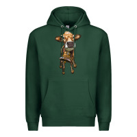 Sports Green heifer cow with cow bell Premium Hoodie - RanaPortraitStore