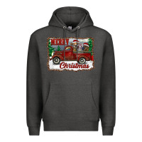 Charcoal Heather christmas truck with cows Premium Hoodie - RanaPortraitStore