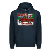 Navy christmas truck with cows Premium Hoodie - RanaPortraitStore