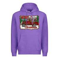Purple christmas truck with cows Premium Hoodie - RanaPortraitStore