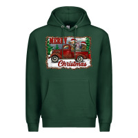 Sports Green christmas truck with cows Premium Hoodie - RanaPortraitStore