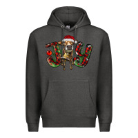Charcoal Heather christmas joy with heifer Premium Hoodie - RanaPortraitStore