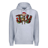 Heather Grey christmas joy with heifer Premium Hoodie - RanaPortraitStore
