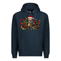 Navy christmas joy with heifer Premium Hoodie - RanaPortraitStore