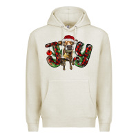 Oatmeal Heather christmas joy with heifer Premium Hoodie - RanaPortraitStore