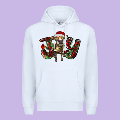 Christmas Joy With Heifer Premium Hoodie Designed By Ranaportraitstore