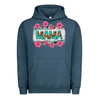 Pigment Midnight Navy mama leopard with turquoise background Urban Hoodie - texasbilliewilder